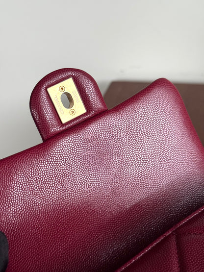 Pre-owned Chanel Twist Your Button Mini Burgundy CaviarFlap Bag