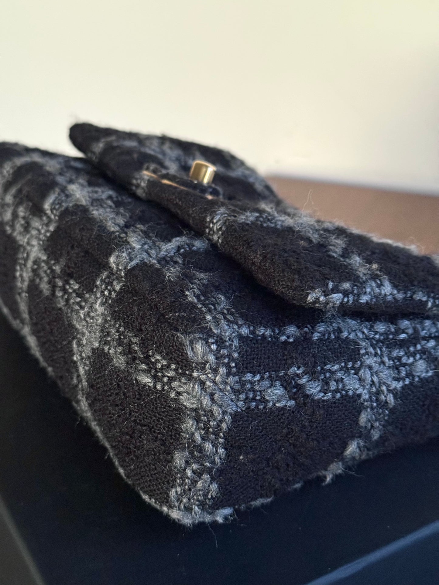 Pre-owned Chanel 19 Small Black Tweed Flap Bag