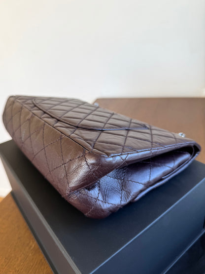 Pre-owned Chanel 2.55 Reissue Large 226 Dark Plum Brown Leather Flap Bag