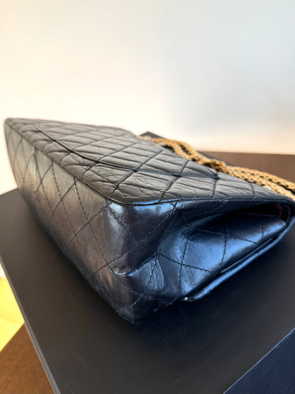 Pre-owned Chanel 2.55 Reissue Maxi 227 Black Calfskin Flap Bag