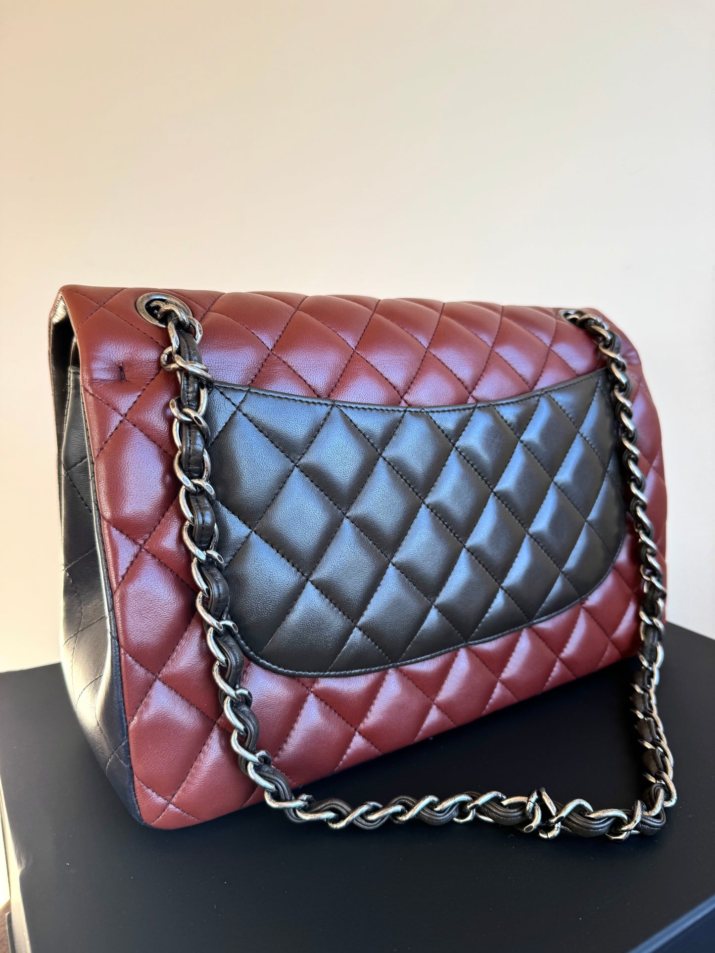 Pre-owned Chanel Timeless Classic Jumbo Tricolor Leather Flap Bag