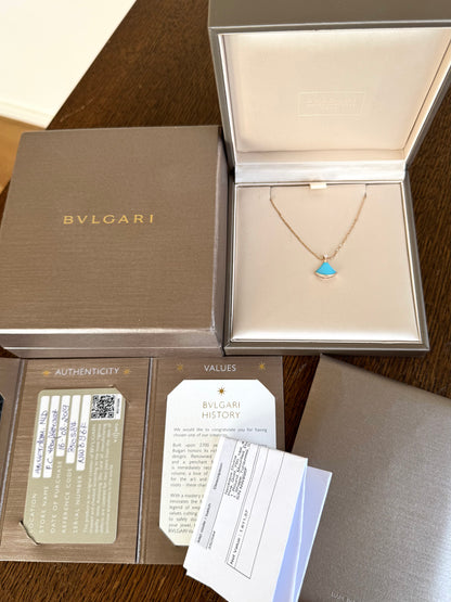 Pre-owned Bvlgari Divas Turquoise 18K Pink Gold Nacklace