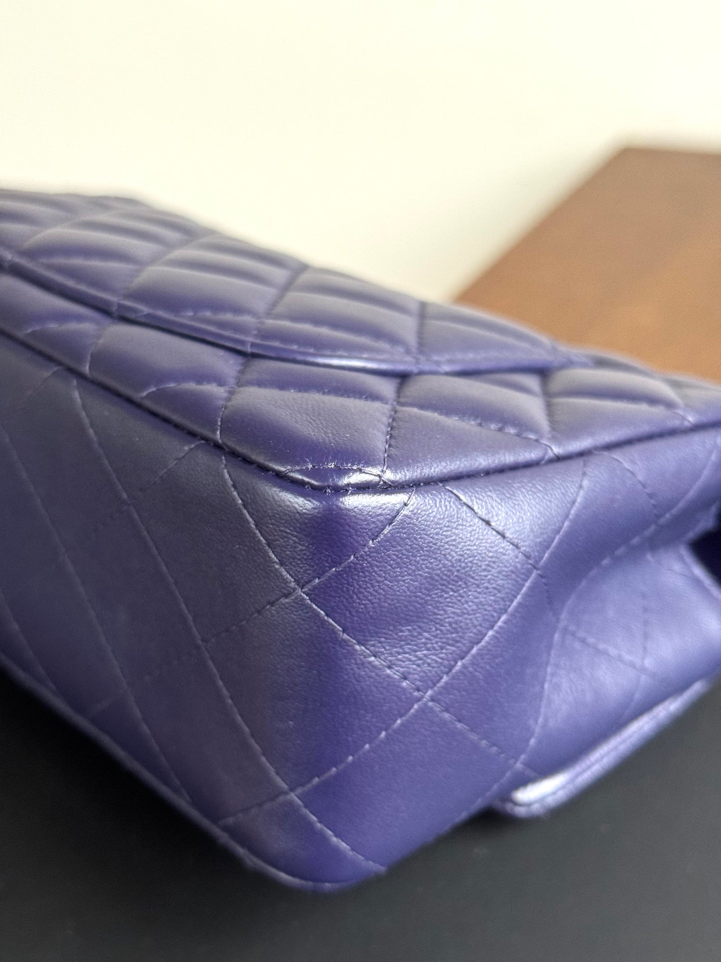Pre-owned Chanel Timeless Mini Rectangle Purple Leather Bag