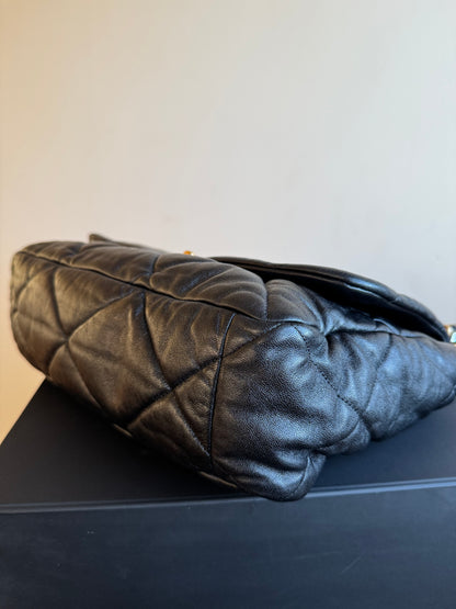 Pre-owned Chanel 19 Maxi Black Lambskin Flap Bag