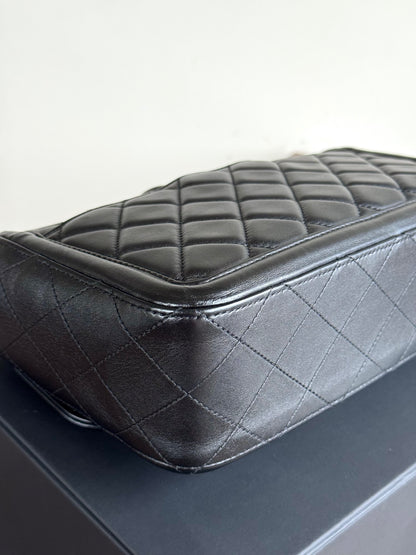 Pre-owned Chanel Elegant CC Medium Black Leather Flap Bag