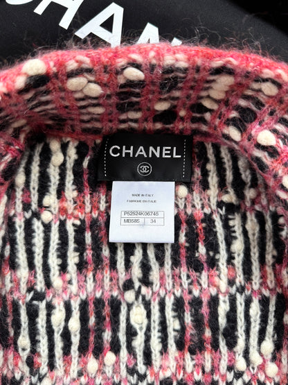 Pre-owned Chanel Paris-Salzburg Black Pink Wool Coat
