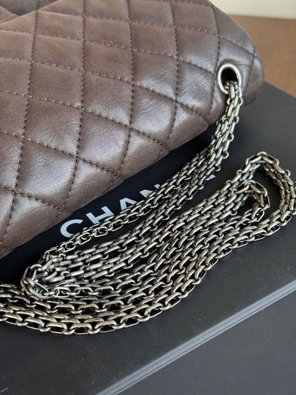 Pre-owned Chanel 2.55 Reissue Large 226 Chocolate Iridescent Leather Flap Bag