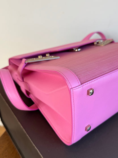 Pre-owned Delvaux Tempête GM Flamingo Pink Toile De Crin Leather Bag Limited Edition