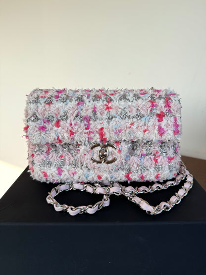 Pre-owned Chanel Timeless Mini Rectangle Pink Tweed Flap Bag