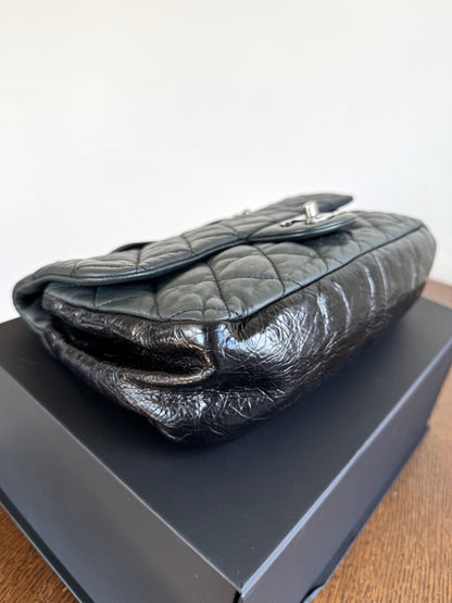 Pre-owned Chanel In The Mix Medium Dark Green Iridescent Leather Flap Bag