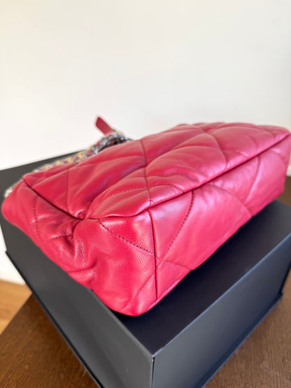 Pre-owned Chanel 19 Large Red Lambskin Flap Bag