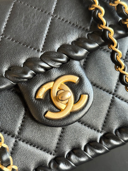 Pre-owned Chanel My Own Frame Small Black Leather Flap Bag