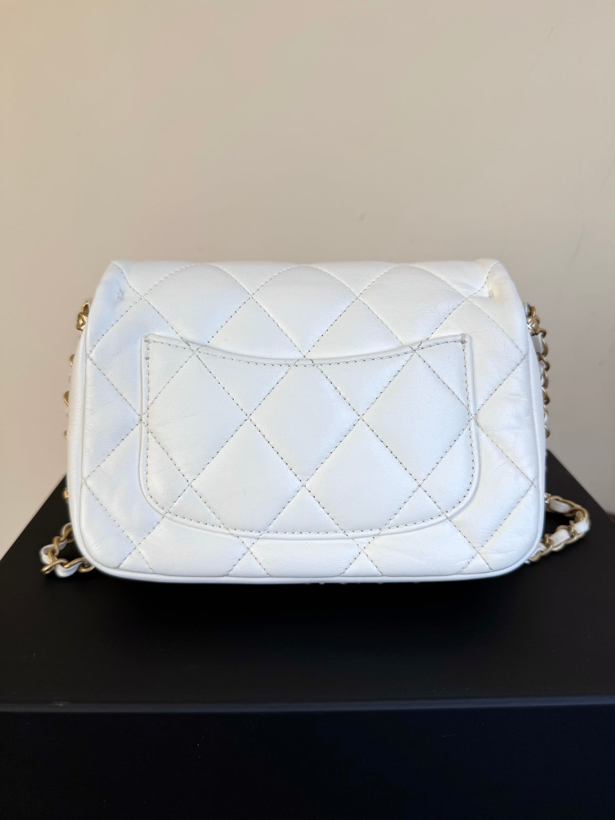 Pre-owned Chanel CC Mini Dynasty White Leather Flap Bag