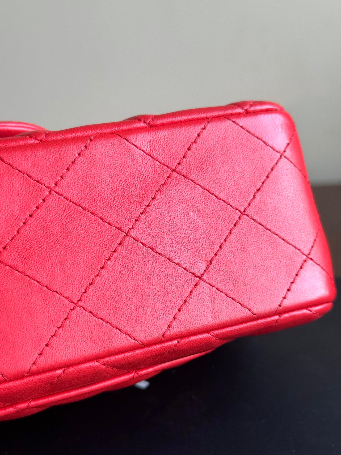 Pre-owned Chanel Timeless Mini Rectangle Coral Red Leather Bag