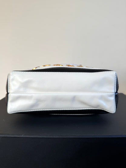 Pre-owned Chanel 22 Mini Black White Leather Tote Bag