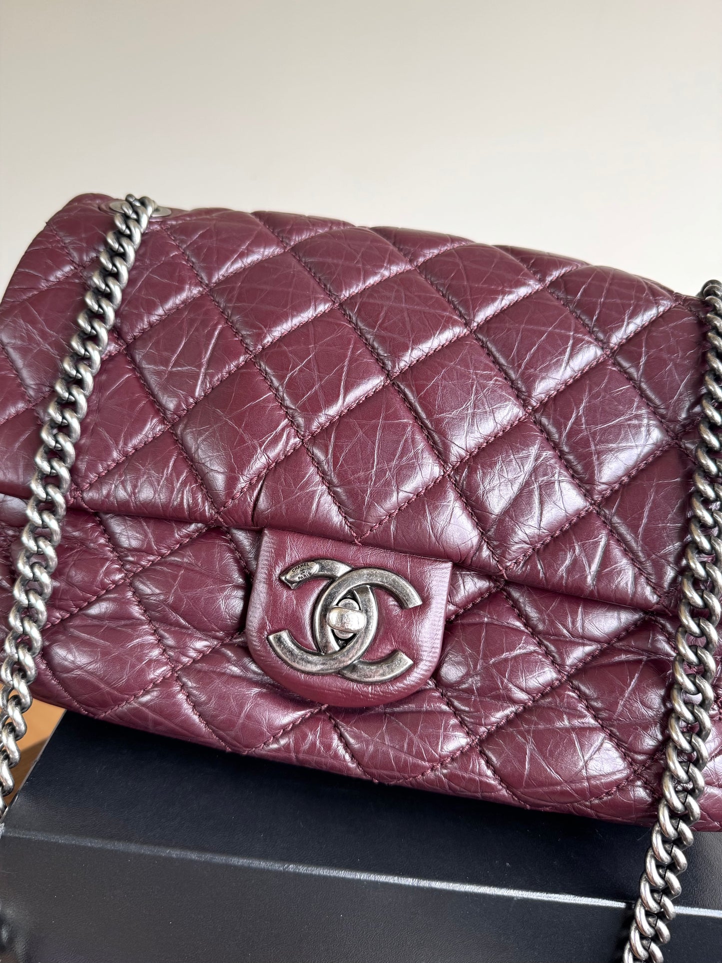 Pre-owned Chanel Portobello Burgundy Aged Calfskin Flap Bag