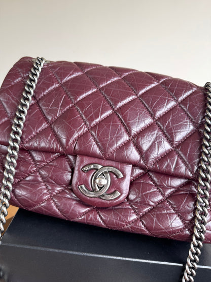 Pre-owned Chanel Portobello Burgundy Aged Calfskin Flap Bag