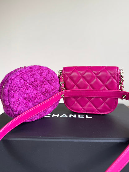 Pre-owned Chanel Multi-Pouching Leather Tweed Belt Waist Bag