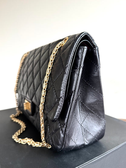 Pre-owned Chanel 2.55 Reissue Maxi 227 Black Calfskin Flap Bag