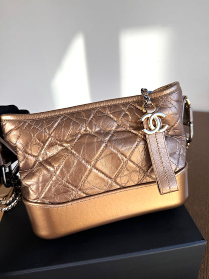 Pre-owned Chanel Gabrielle Small Bronze Leather Hobo Bag