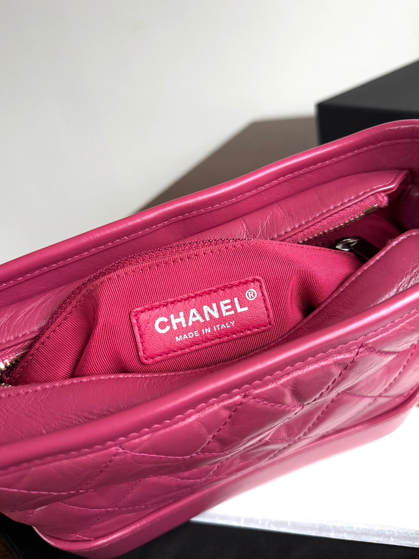 Pre-owned Chanel Gabrielle Small Pink Leather Hobo Bag