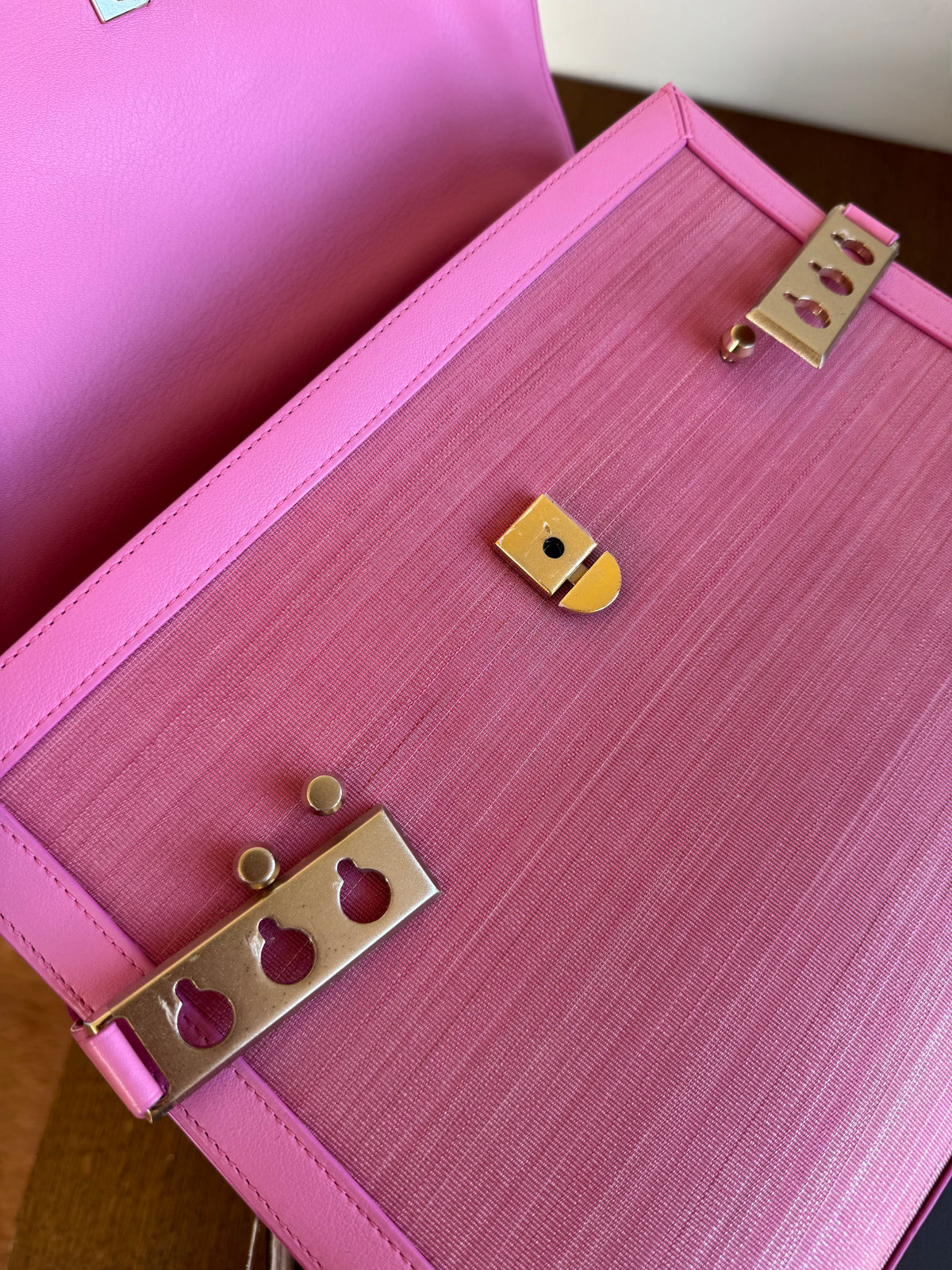 Pre-owned Delvaux Tempête GM Flamingo Pink Toile De Crin Leather Bag Limited Edition