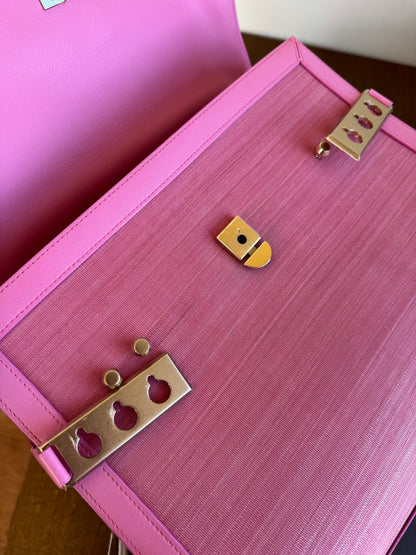 Pre-owned Delvaux Tempête GM Flamingo Pink Toile De Crin Leather Bag Limited Edition