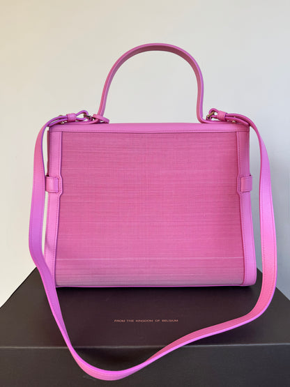 Pre-owned Delvaux Tempête GM Flamingo Pink Toile De Crin Leather Bag Limited Edition