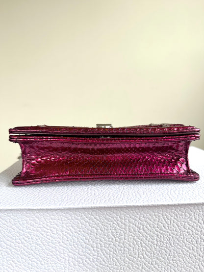 Pre-owned Dior Diorama Mini Metallic Rose Python Flap Bag