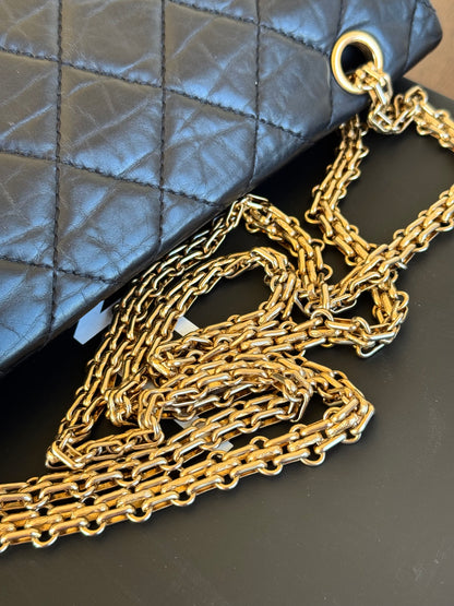 Pre-owned Chanel 2.55 Reissue Maxi 227 Black Calfskin Flap Bag