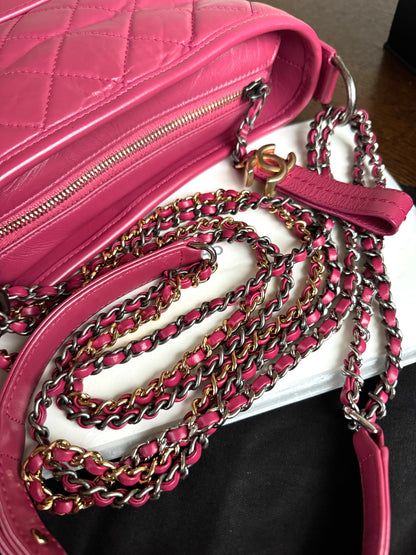 Pre-owned Chanel Gabrielle Small Pink Leather Hobo Bag
