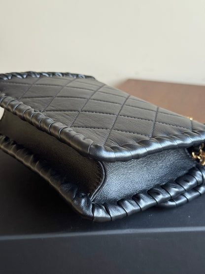 Pre-owned Chanel My Own Frame Small Black Leather Flap Bag