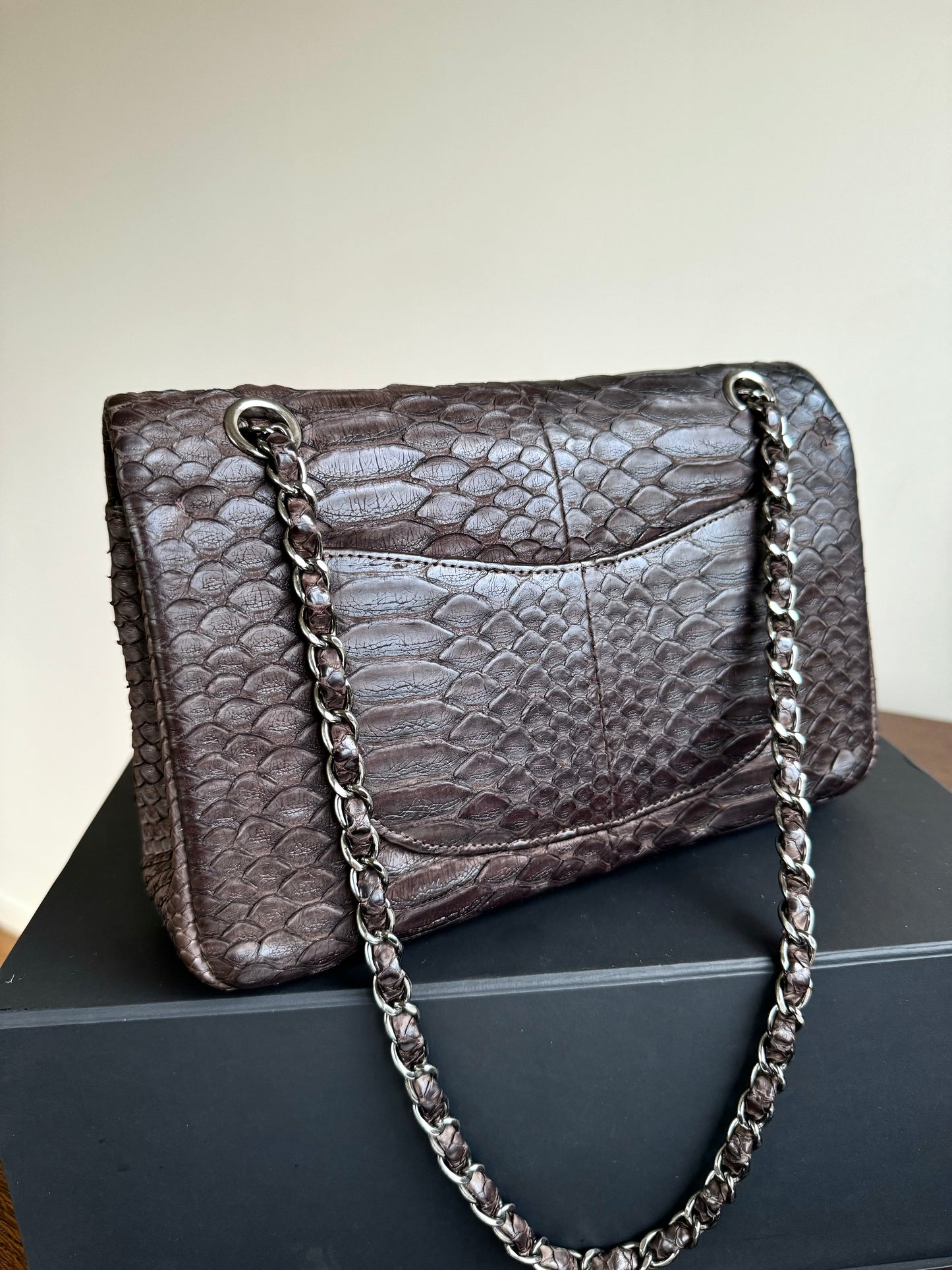 Pre-owned Chanel Timeless Classic Standard Python Flap Bag