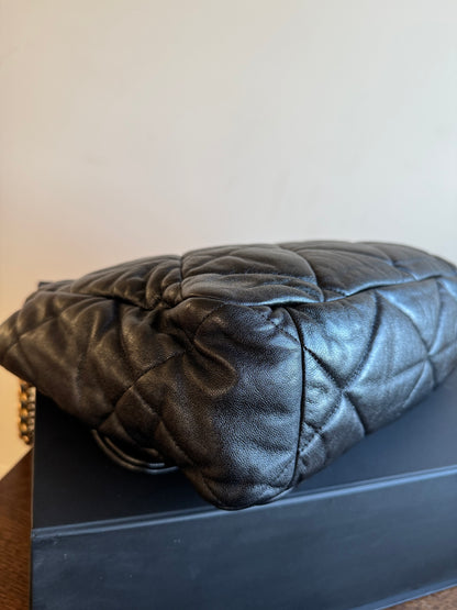 Pre-owned Chanel 19 Maxi Black Lambskin Flap Bag