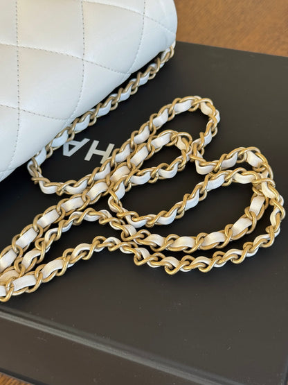 Pre-owned Chanel CC Mini Dynasty White Leather Flap Bag