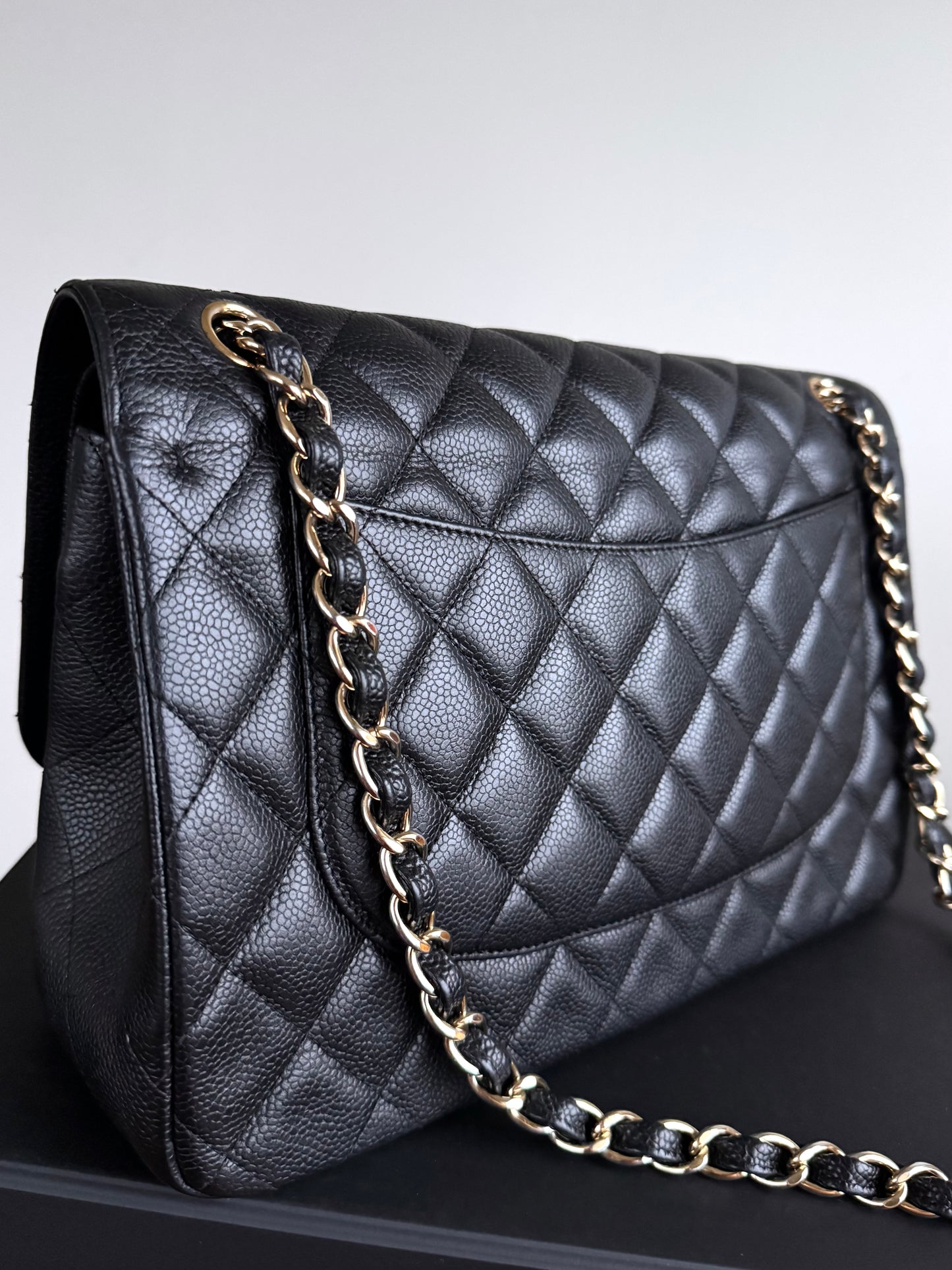 Pre-owned Chanel Timeless Classic Jumbo Black Caviar Flap Bag
