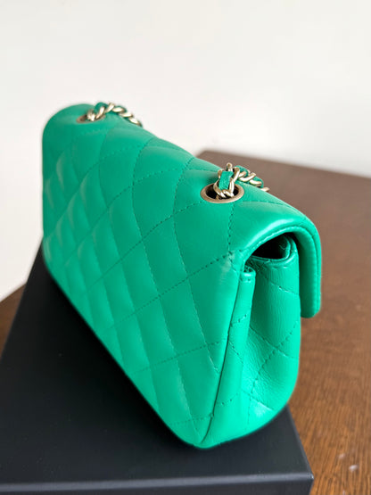 Pre-owned Chanel Timeless Extra Mini Green Leather Flap Bag