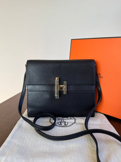 Pre-owned Hermès Cinhetic To Go Black Chèvre Mysore Bag