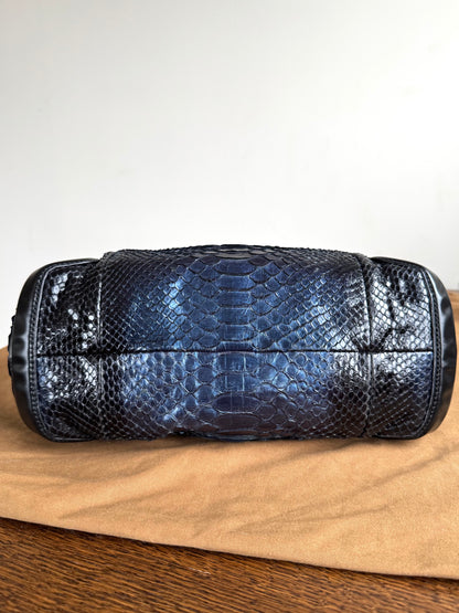 Pre-owned Gucci Galaxy Python Metallic Blue Hobo Bag