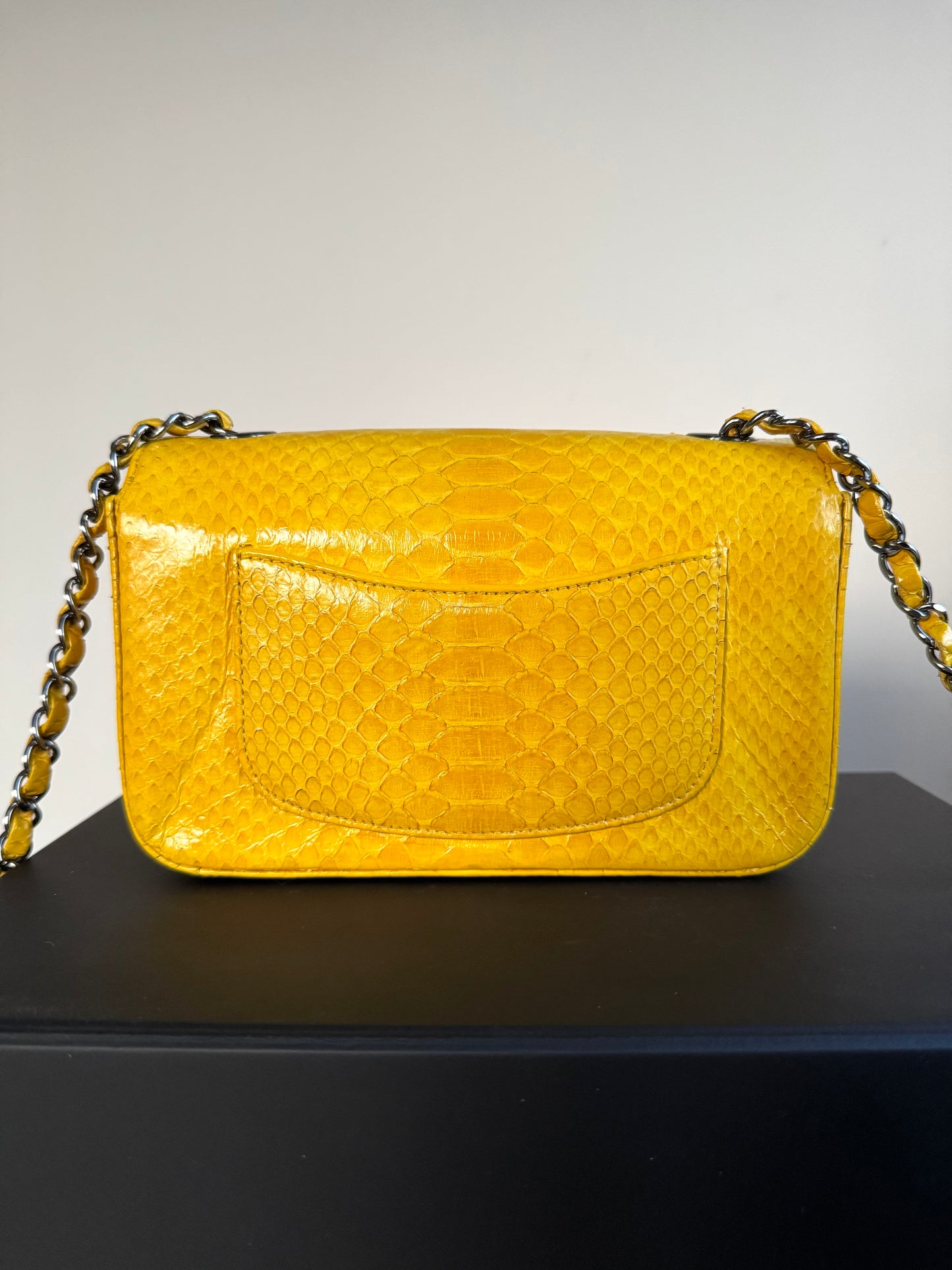Pre-owned Chanel Timeless Mini Rectangle Yellow Python Flap Bag