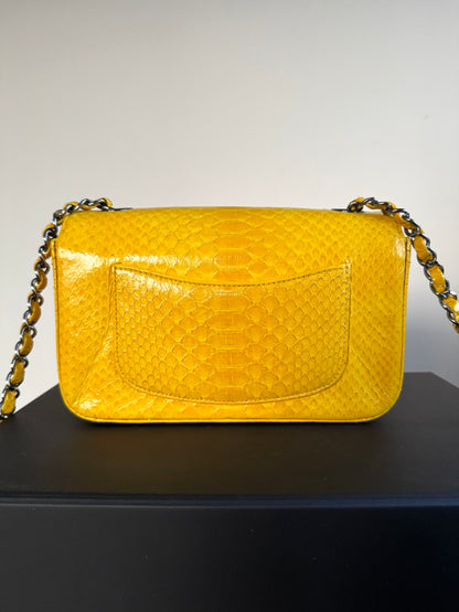 Pre-owned Chanel Timeless Mini Rectangle Yellow Python Flap Bag