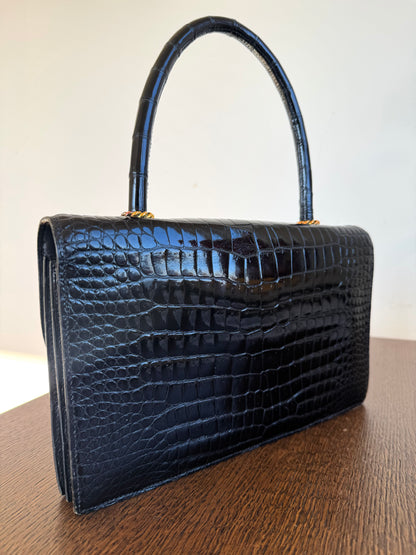Pre-owned Hermès Vintage Escale Black Crocodile Handle Bag