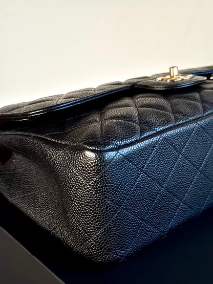 Pre-owned Chanel Timeless Classic Jumbo Black Caviar Flap Bag