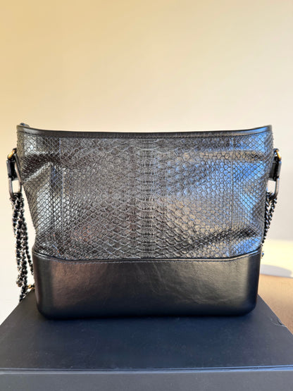 Pre-owned Chanel Gabrielle Medium Black Python Leather Hobo Bag Limited Edition