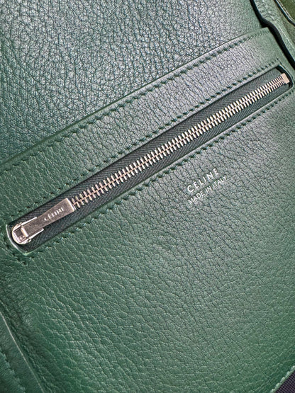 Pre-owned Céline Seau Sangle Small Dark Green Leather Tote Bag