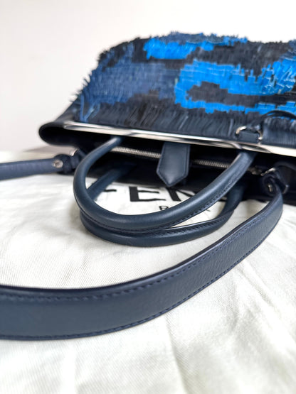 Pre-owned Fendi 2Jours Navy Blue Fringed Leather Bag