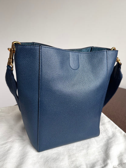 Pre-owned Céline Seau Sangle Small Navy Calfskin Tote Bag