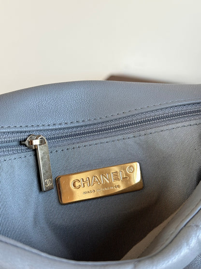 Pre-owned Chanel 19 Small Grey Lambskin Flap Bag