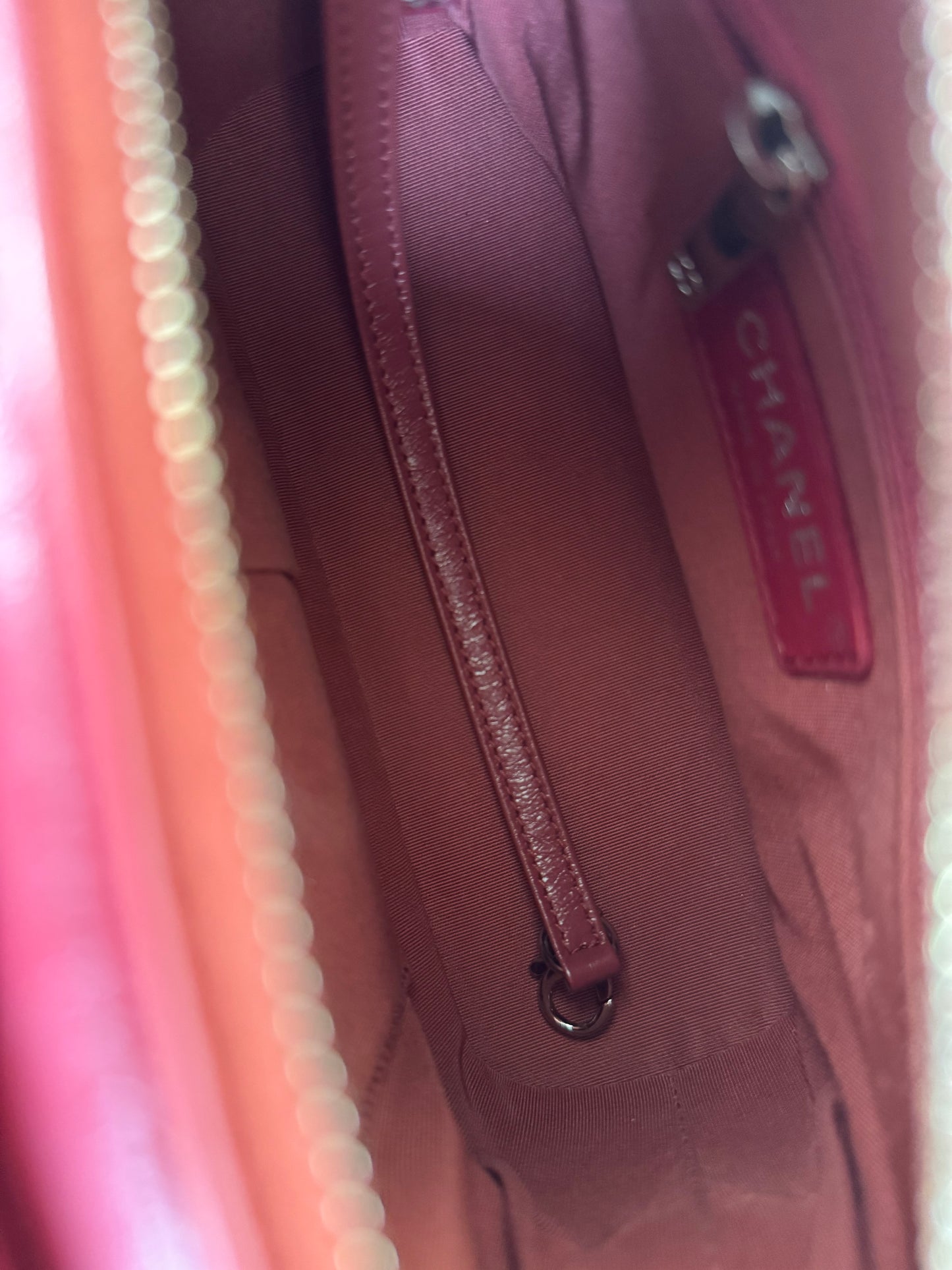 Pre-owned Chanel Gabrielle Small Orange Red Leather Hobo Bag