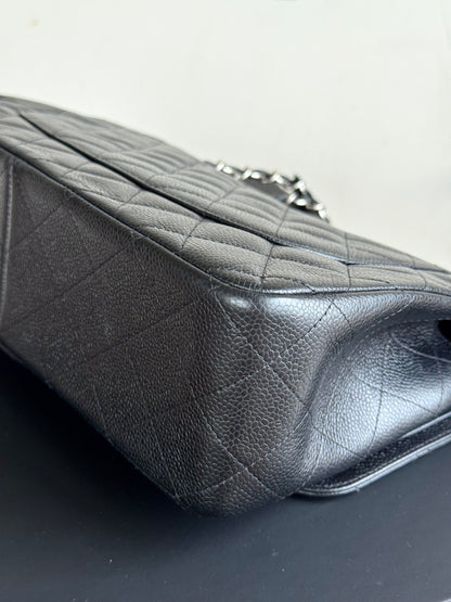 Pre-owned Chanel Timeless Classic Jumbo Black Caviar Flap Bag